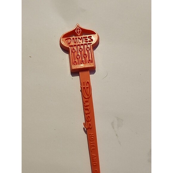 Vintage Dunes Hotel Casino Las Vegas Swizzle Stick Red 6.25" Retro Barware - Picture 3 of 3